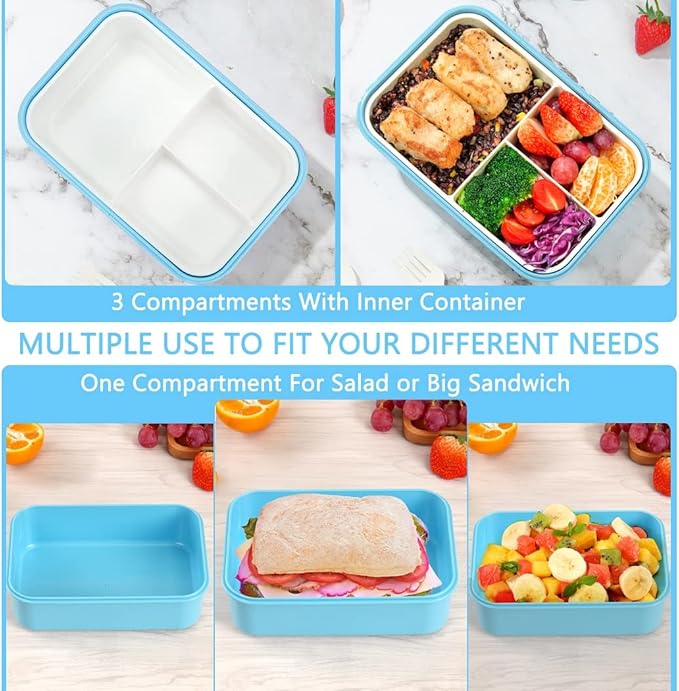LOVINA Bento Lunch Box for Adults Kids - 1100ML/Built-in Utensil, BPA-Free