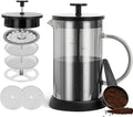 YMMIND 21 Ounce French Press Coffee Maker, 4-Cup Espresso Coffee Maker, Grey Cold Brew Heat Resistant Thickened Borosilicate Coffee Pot with 4 Stainless Steel Filter Screens