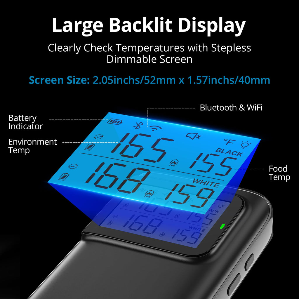 INKBIRD Wireless Dual Mode Multi-Sensor Meat Thermometer, WiFi 5G and Bluetooth 5.4 Connection, 2 Probes with 5 Sensors, CNAS-accredited Accuracy, for BBQ, Grill, Smoker, Oven, Kitchen