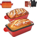 AILITOR 9x5 Enameled Cast Iron Loaf Pan with Lid - 2 in 1 Homemade Sourdough Bread Baking Pan