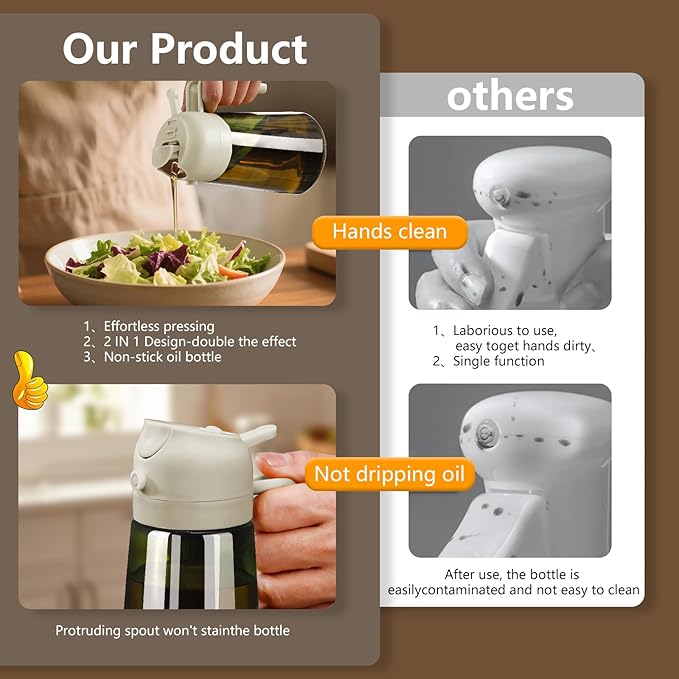 SWEET VIEW Olive Oil Dispenser and Oil Sprayer 16oz/470ml