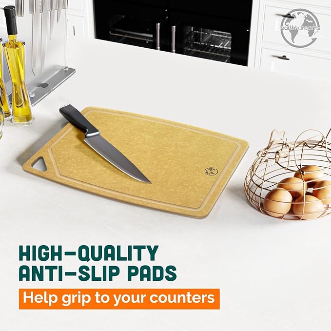 Earth's Dreams Composite Wood Cutting Board Set of 3, Built In Juice Groove