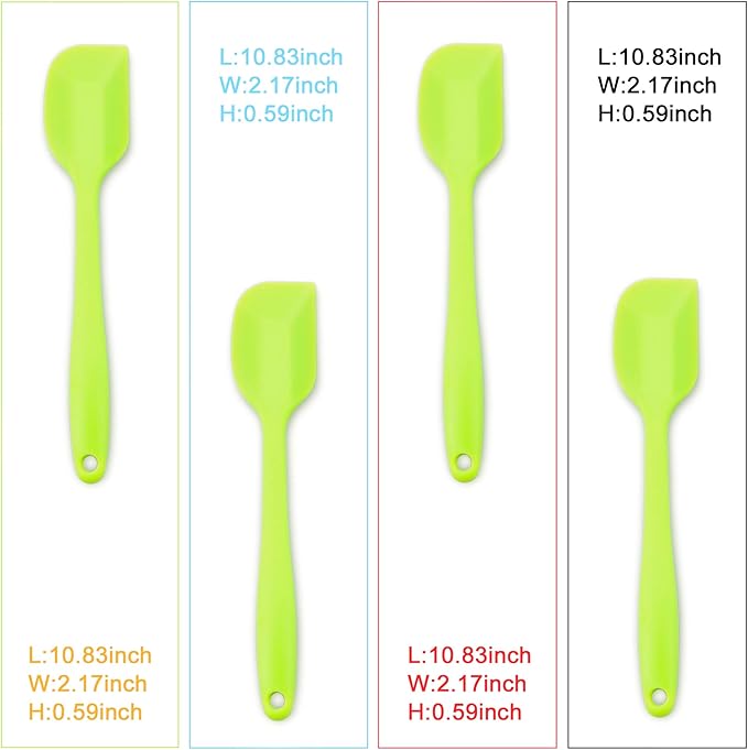 4-Piece Silicone Spatula Set with Stainless Steel Core, Green