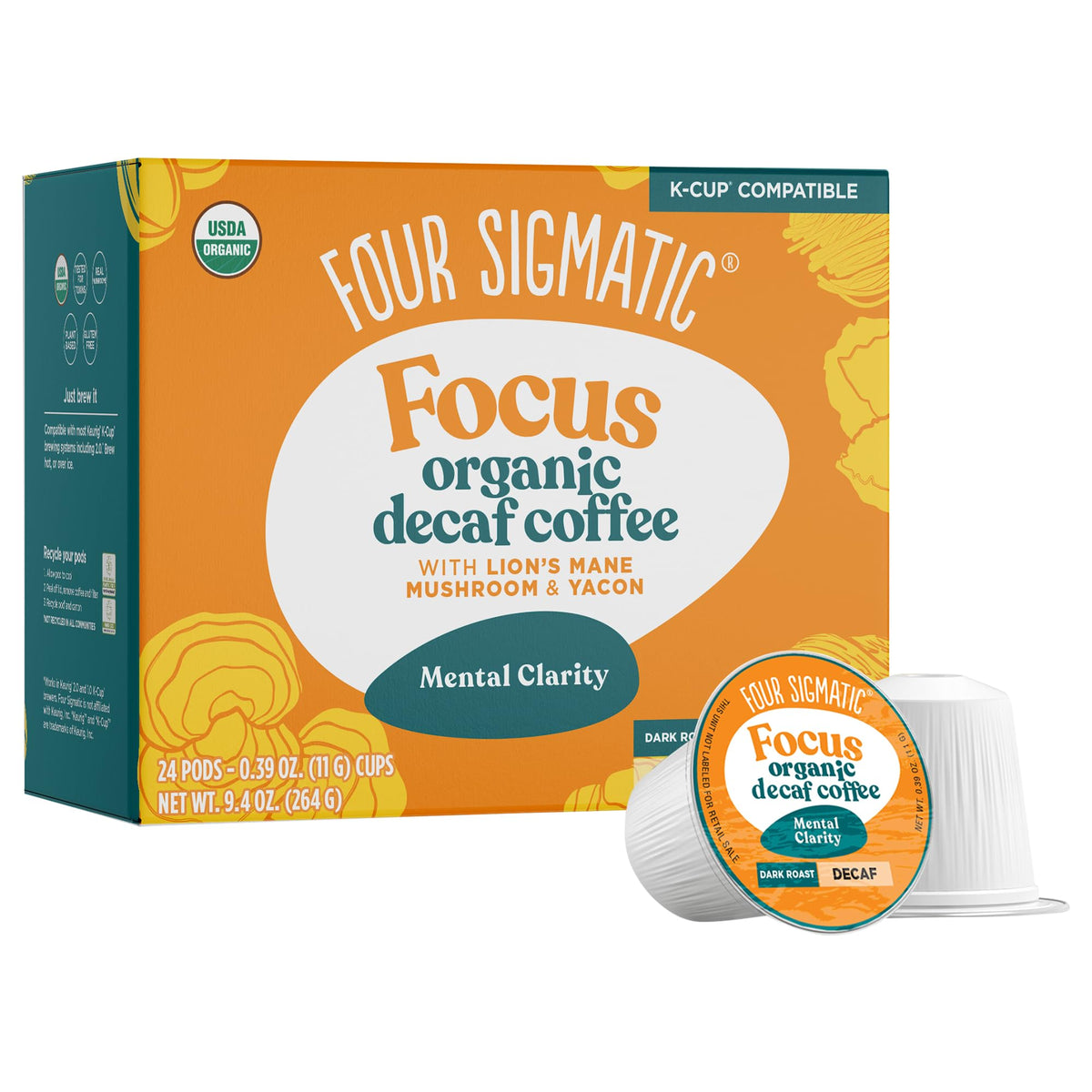 Four Sigmatic Adaptogen Coffee K-Cups | Organic Medium Roast Ground Coffee with Ashwagandha, Eleuthero, Chaga & Tulsi | Immune Support & Stress Relief | Keto | 24 Count