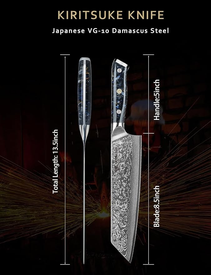 SANMUZUO 8.5 inch Kiritsuke Kitchen Chef Knife - 67 Layers Damascus Steel & Resin Handle - Xuan Series(Starry Black)