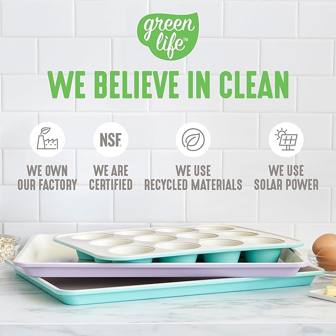 GreenLife 12 Cup Ceramic Nonstick Muffin Pan, Taupe