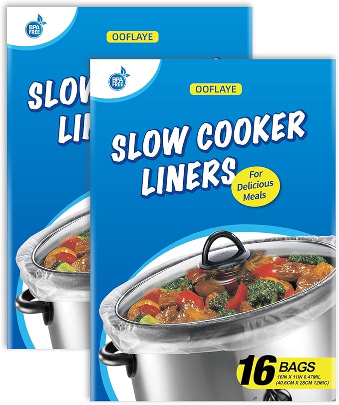 16 Counts Slow Cooker Liners Small Size(11 x 16 Inch) Kitchen Disposable Cooking Bags Fits 1 to 3 Quarts Safe for Oval or Round Pot (16)