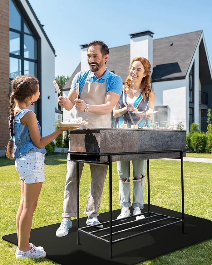 FIREWESS 40 x 60inch Under Grill Mat for Outdoor Grill, Double-Sided Fireproof Grill Pad,Perfect for Outdoor Barbecue Spots,Fireproof, Waterproof Grill Floor Pads Fire Pit Mat Fireplace Mat