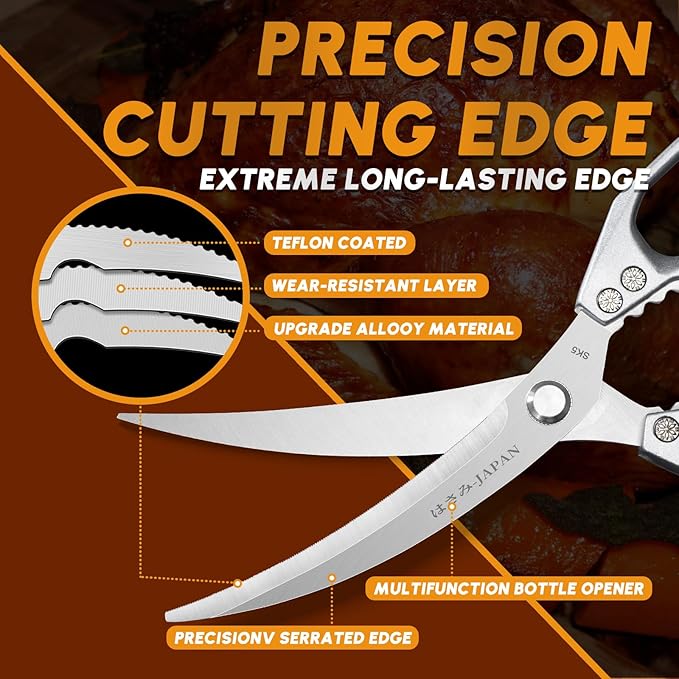 Huusk Kitchen Scissors for Food - Multifunction Kitchen Shears Heavy Duty