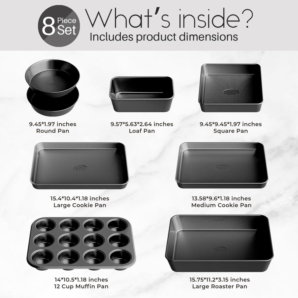 Nonstick Baking Pans Set, 8-Piece Stackable Bakeware Sets, Oven Pan Set