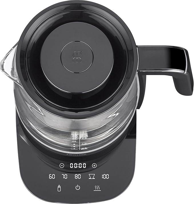 ZWILLING Enfinigy Glass Kettle 1.7L, Tea Kettle, 6 Preset Temps for the Perfect Cup, Tea Timer, Black
