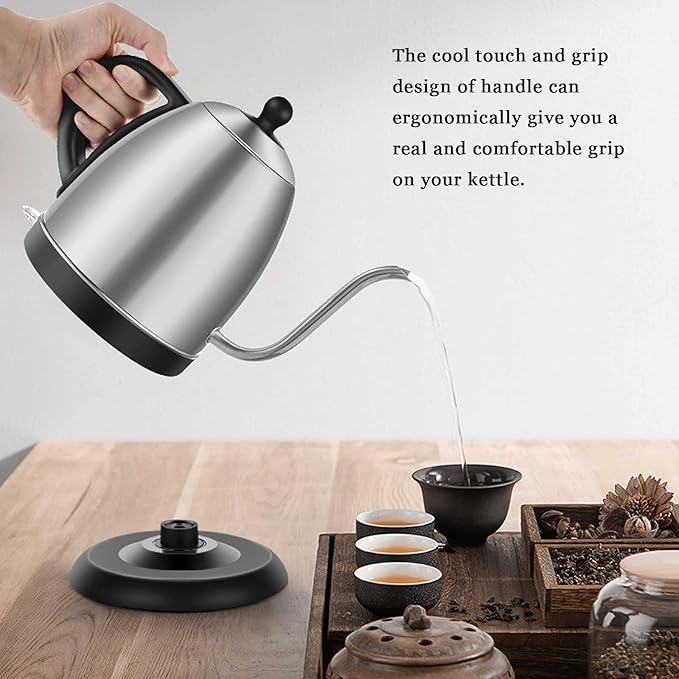 Stariver Gooseneck Electric Kettle, 1L Stainless Steel Pour Over Tea Pot