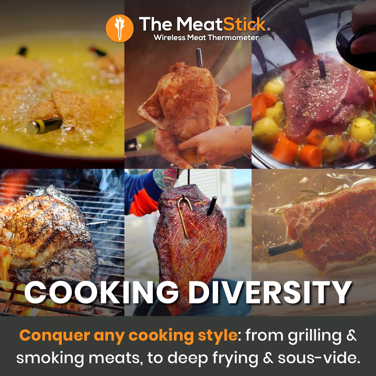 MeatStick X Bluetooth Wireless Meat Probe, 500ft+ Range Grill Thermometer