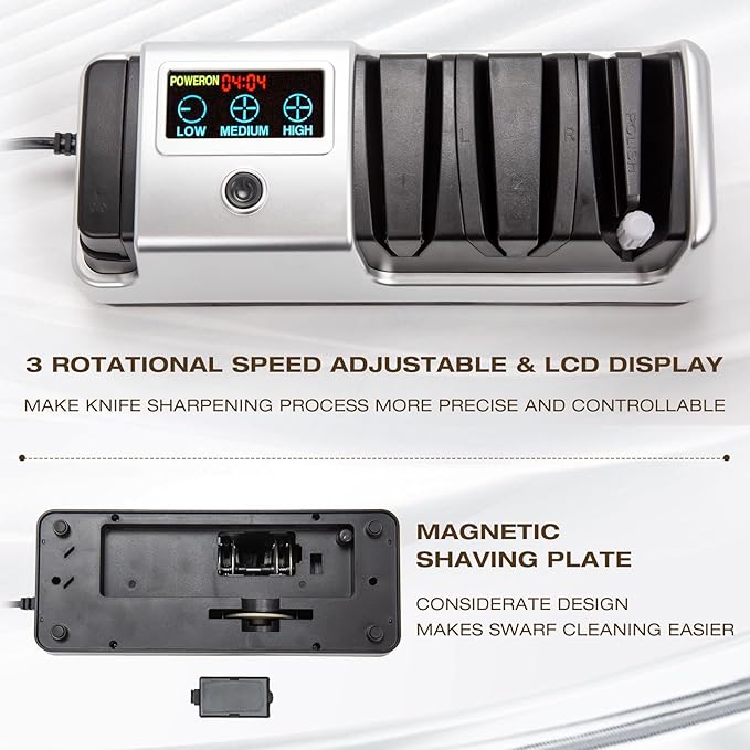 Ceelpeopar Electric Knife Sharpener for Kitchen, 3-Stage, LCD Screen