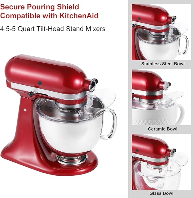 Pouring Shield for KitchenAid 4.5-5 Quart Tilt-Head Stand Mixers