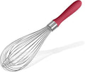 Doosu 18/8 Stainless Steel Balloon Whisk for Cooking (12 Wires, Red)