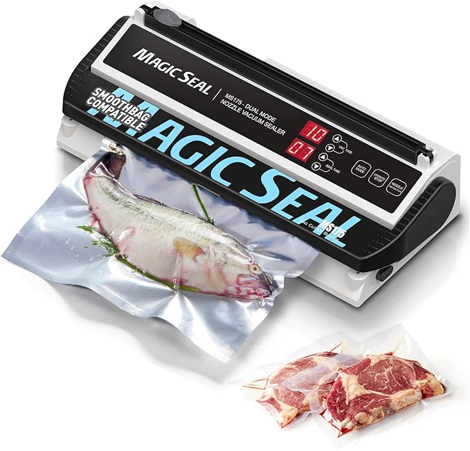 MAGIC SEAL MS175 Nozzle Vacuum Sealer for Mylar Bags, Smooth Flat Pouches