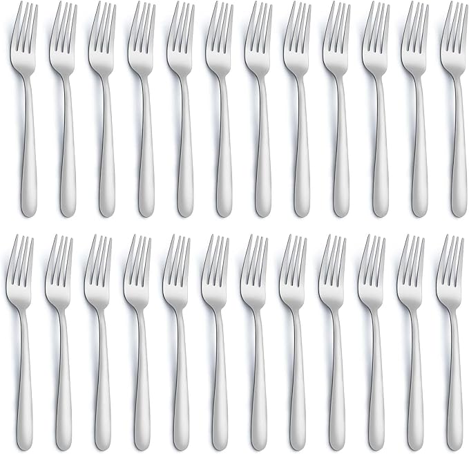 Gymdin 24 Pieces Dinner Forks, Forks Silverware(8 inches), Food Grade Stainless Steel Flatware Forks, Mirror Polished & Dishwasher Safe, Using for Home, Restaurant or Kitchen