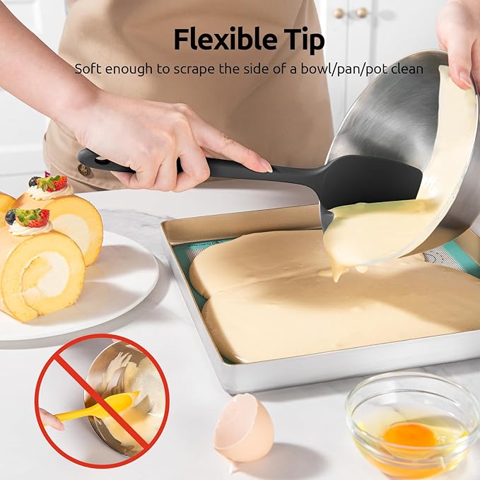 U-Taste Silicone Spatula Set, 600ºF High Heat Resistant, 3-Pcs, Black