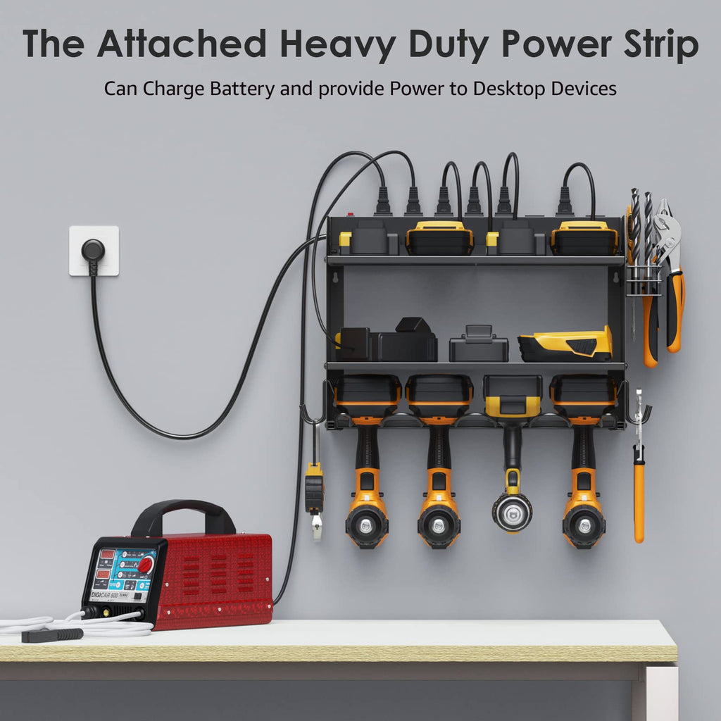 CCCEI Wall Mount Modular Tool Charging Organizer, Black, 1 Pack, 3 Tier.