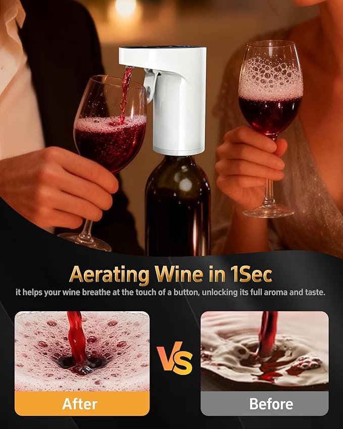 5 in 1 Wine Aerator Whiskey Dispenser,Liquor Decanter, Alcohol Pourer-White