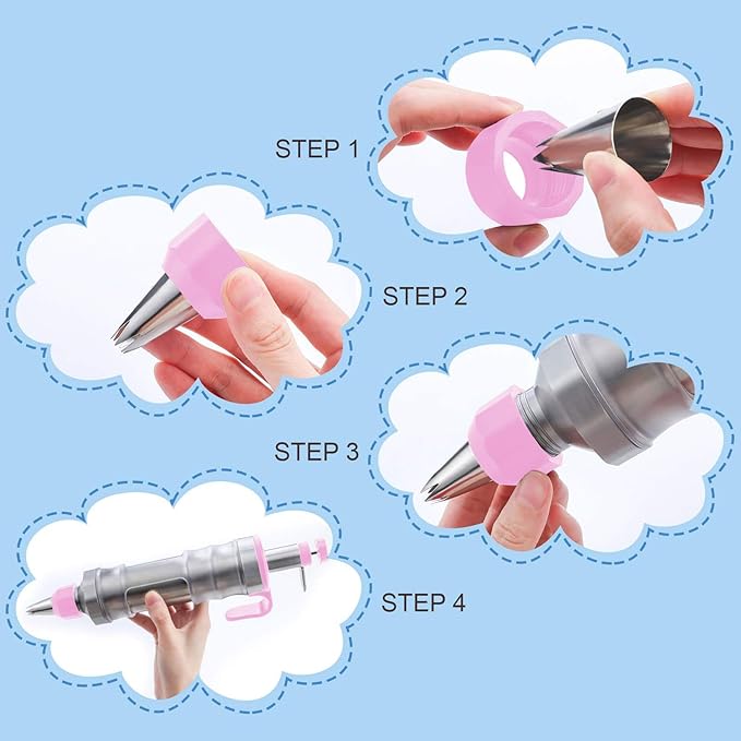 Dessert Decorating Syringe Set, Frosting Piping Kit, Pink