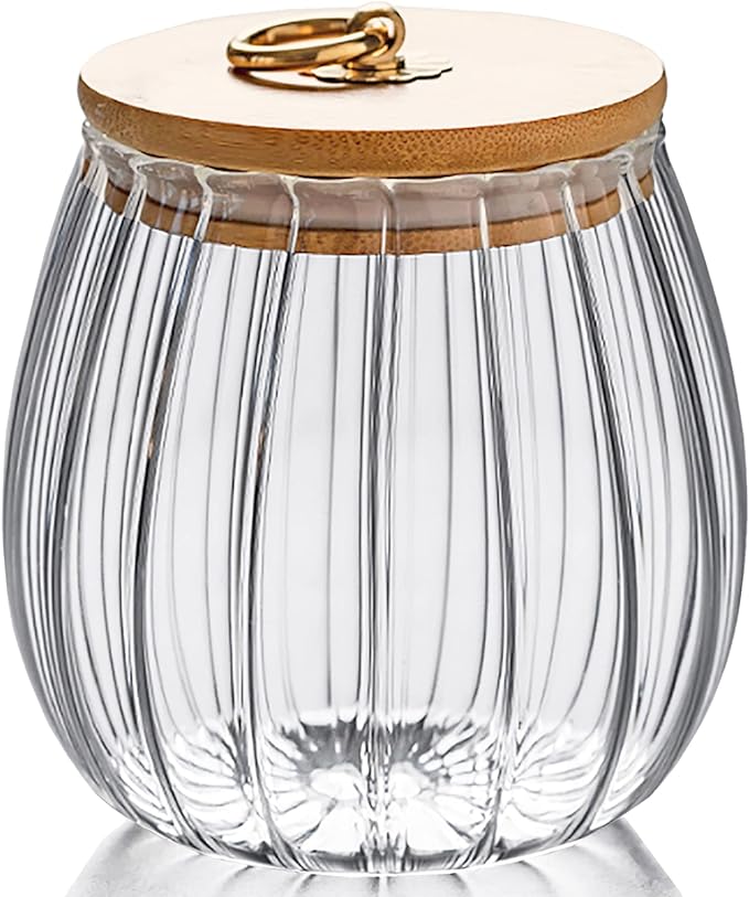 Glass Coffee Nuts Canister Airtight Jar with Bamboo Lid 54 FL OZ Large Oval