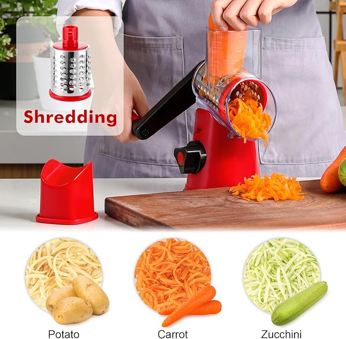 GDL Cheese Grater Hand Crank, Rotary Cheese shredder, Vegetable Slicer