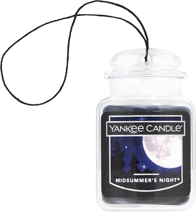 Yankee Candle Car Jar Ultimate Air Freshener, Hanging Car Freshener, Long Lasting Car Fragrance, Midsummer’s Night (Pack of 3)