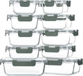 M MCIRCO 10 Pack Glass Food Storage Container with Lids,Gray