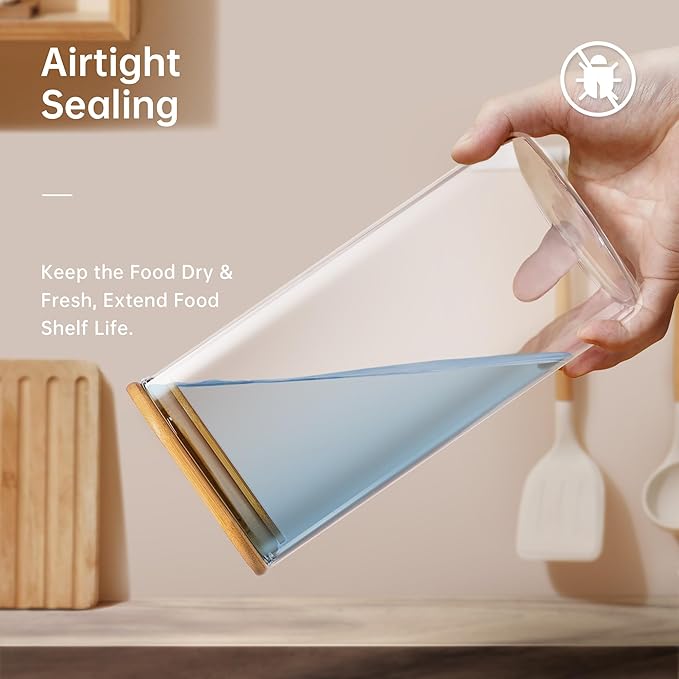 27oz Square Glass Food Storage Containers with Airtight Bamboo Lids, 4 Pack