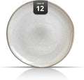 Organic Shape Highland Ceramic Dinner Plates, 12pcs 11.65 Inch Handmade Reactive Glaze Stoneware Plates with Wavy Edge, for Kitchen, Microwave & Dishwasher Safe, Scratch Resistant-grey