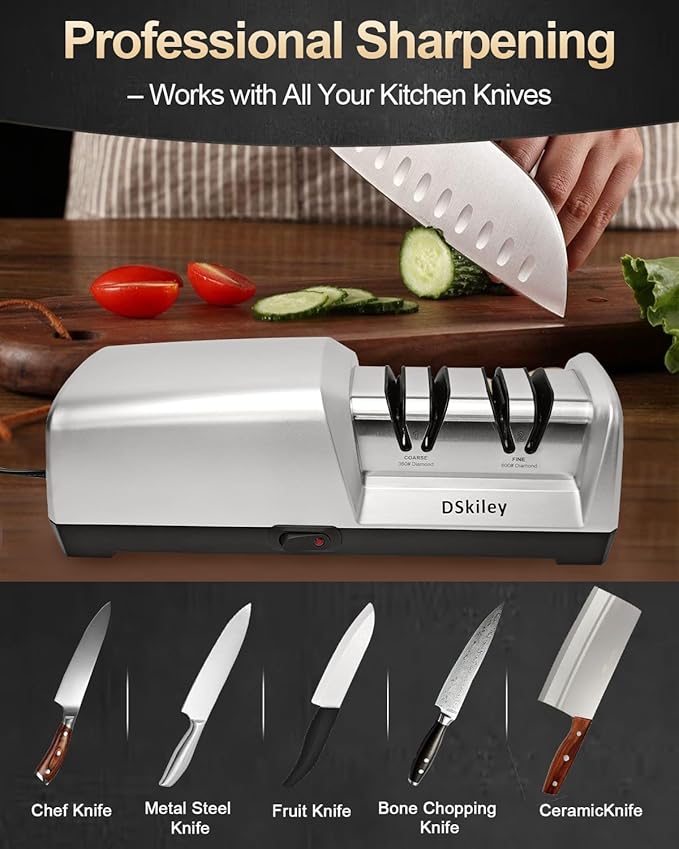 Electric Knife Sharpener for Kitchen,Sharpening, Restore&Polish Chef Knives