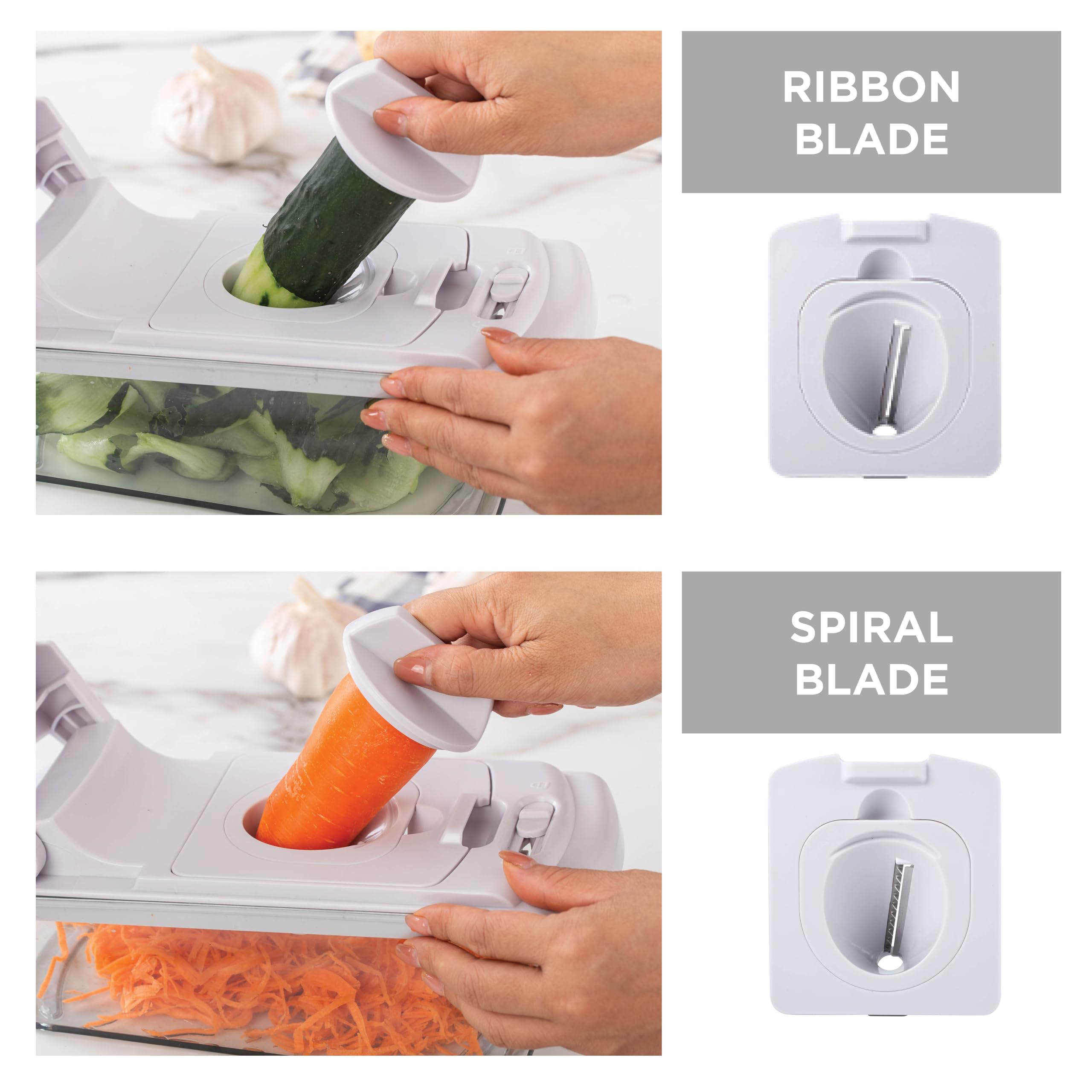 Cook with Color Vegetable Chopper - Multifunctional 11 in 1 Vegetable Chopper with Container - Food Chopper to Dice, Chop, Slice, Julienne and Spiralize, Gray