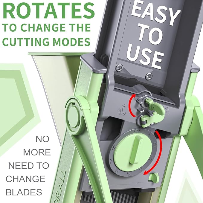 ONCE FOR ALL Safe Mandoline Slicer Plus, Bigger Size, Veggie Slicer, Green