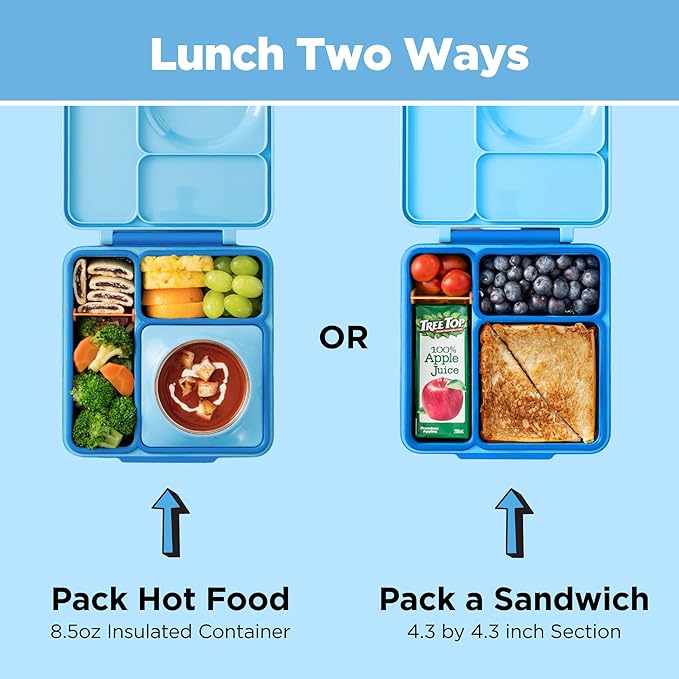 Omie OmieBox Kids Insulated Leakproof Bento Lunch Box with Food Jar (Blue Sky)