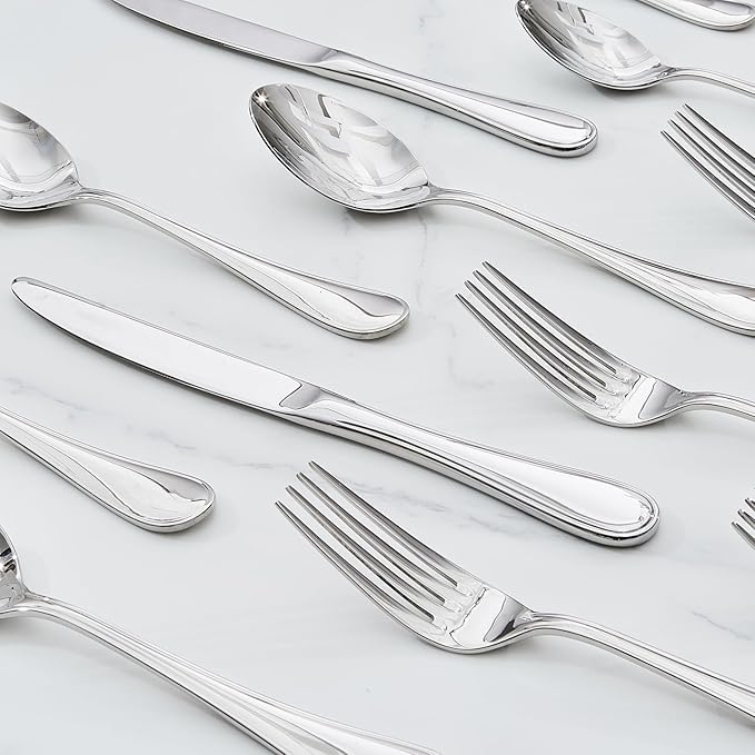 18/10 Stainless Steel Silverware Set for 6, 30 Piece Teardrop Flatware Set