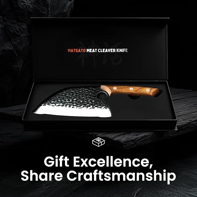 Matsato Cleaver Knife – Japanese Steel Cooking Butcher Knife for Meat & Vegetables Chopping, 5.8 Inch Kitchen Knife, Kitchen Gift for Men & Women
