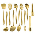 304 Stainless Steel Matte Kitchen Utensils Set, 11 Pcs Long Metal Cooking Utensils Set, Gold Cooking Utensils Set, Dishwasher Safe