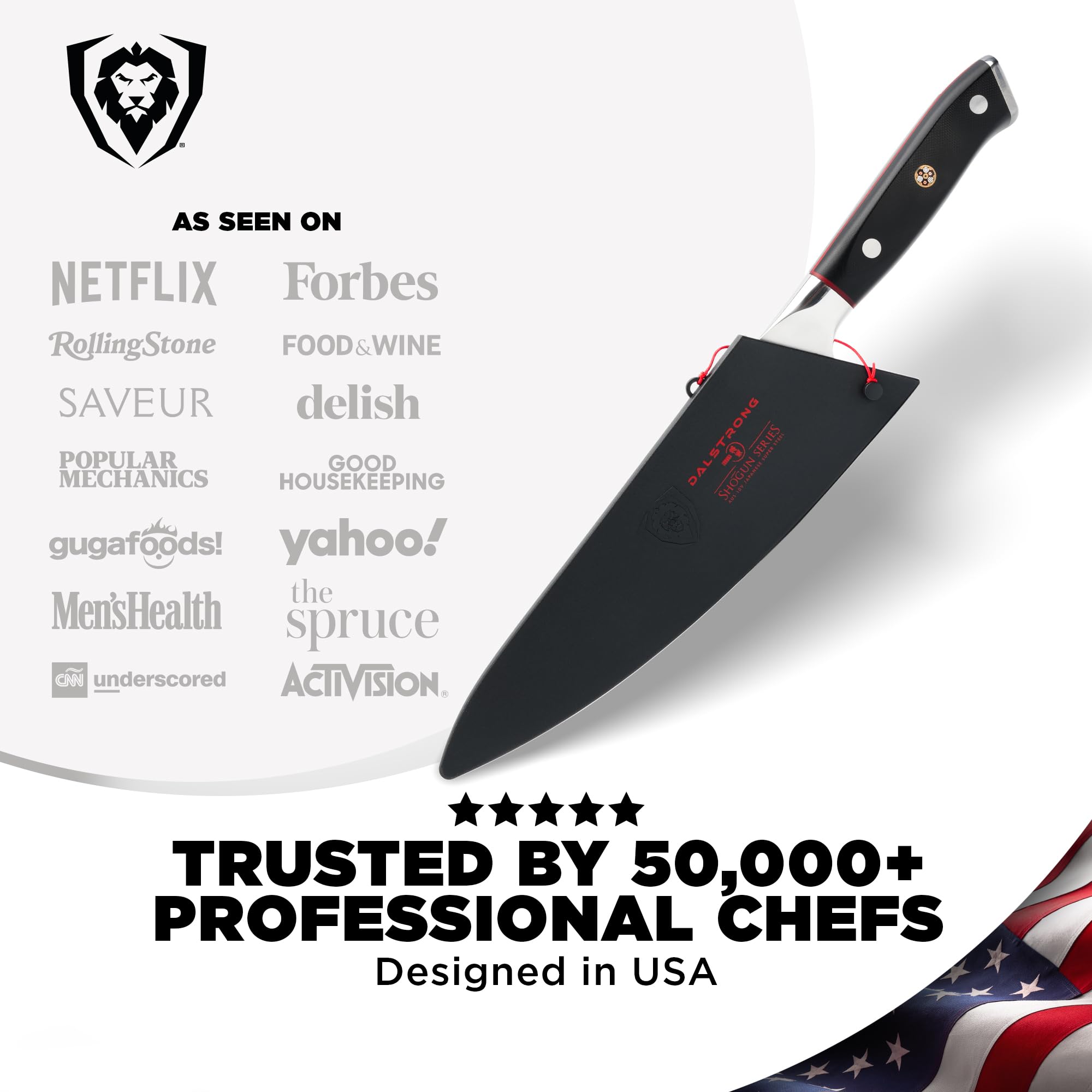 Dalstrong 8" Japanese Chef Knife (Gyuto) — 66-Layer Damascus AUS-10V Steel, Hand-Sharpened 8–12° Edge — For Meal Prep, Sushi, Home Butchering — Shogun ELITE - Full-Tang G-10 Handle, Customer Support