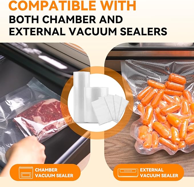 Wevac Vacuum Sealer Bags for Food, 6"x100' & 8"x100' Rolls with Cutter Box