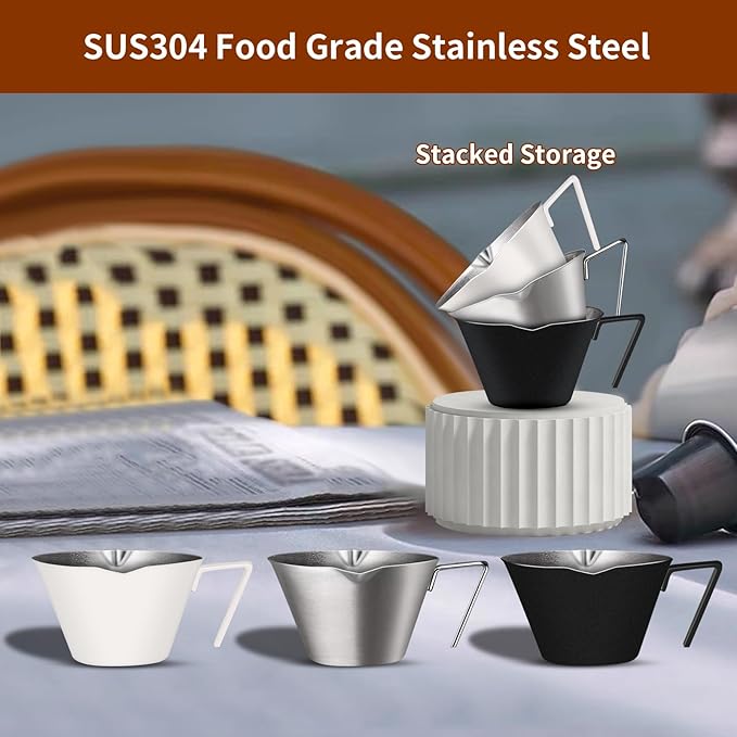 1 Pc Stainless Steel Espresso Shot Cup with Dual Scale, 3.4oz/100ml, Silver
