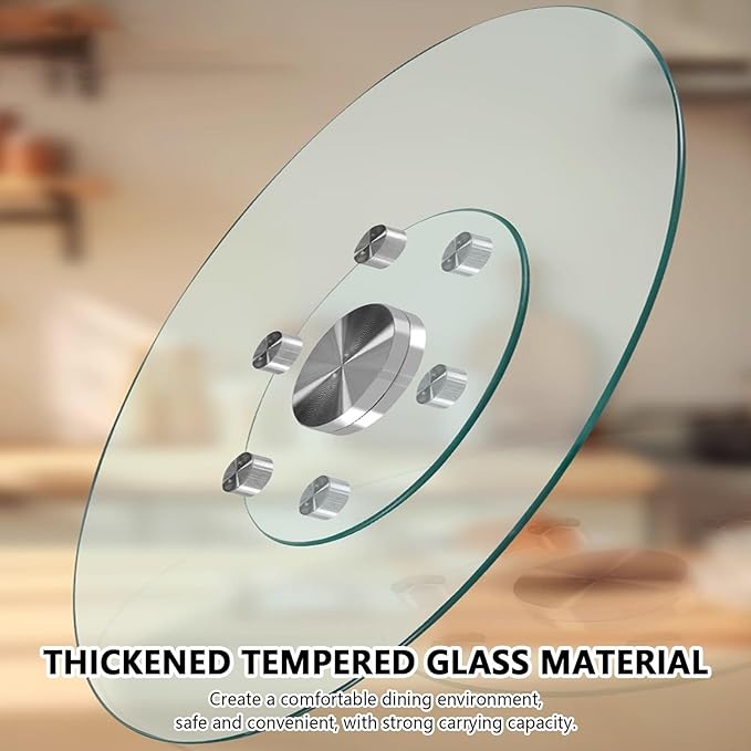 DSEWTEZXI Restaurant Glass Rotating Centerpiece Tray, Commercial Cake Serving Lazy Susan Turntable, Rotating Serving Tray for Dining Table, Lazy Susan for Table top, for Home, Party, Hotel
