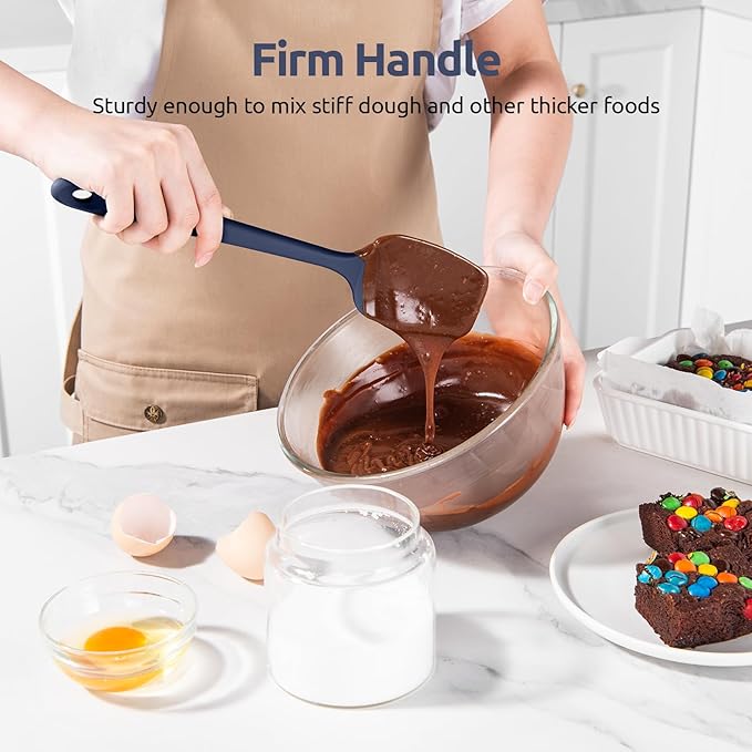 U-Taste Silicone Spoon Spatula Set of 3, 600°F High Temp, Midnight Blue