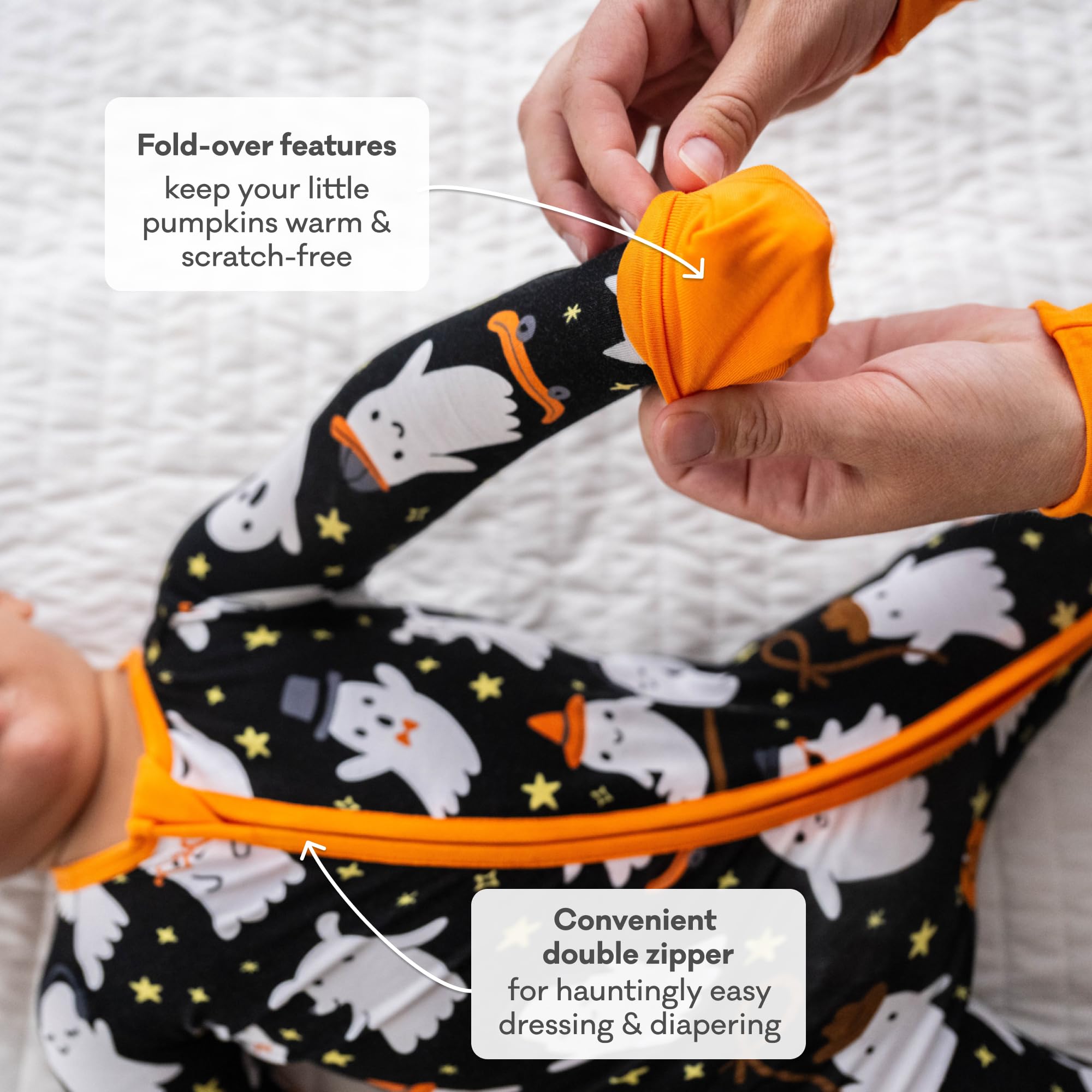 Little Sleepies Baby Halloween Pajamas, Friendly Ghosts, 3-6M