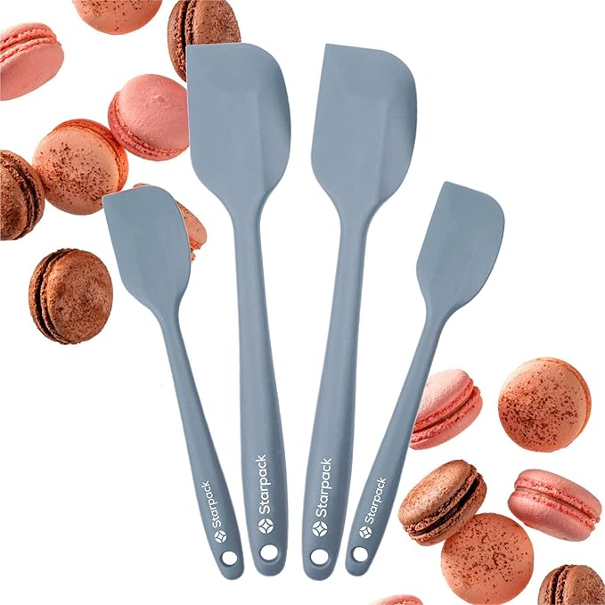 Starpack 'Scrape and Stir' Silicone Rubber Spatula Set (4-Piece) - LFGB Non Toxic, 600°F Heat Resistant, BPA-Free, One-Piece Kitchen Baking Spatulas - Dishwasher Safe for Nonstick Cookware Light Blue