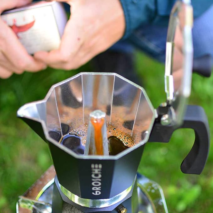 GROSCHE Milano Stovetop Espresso Maker Moka Pot 9 espresso Cup 15.2oz Black