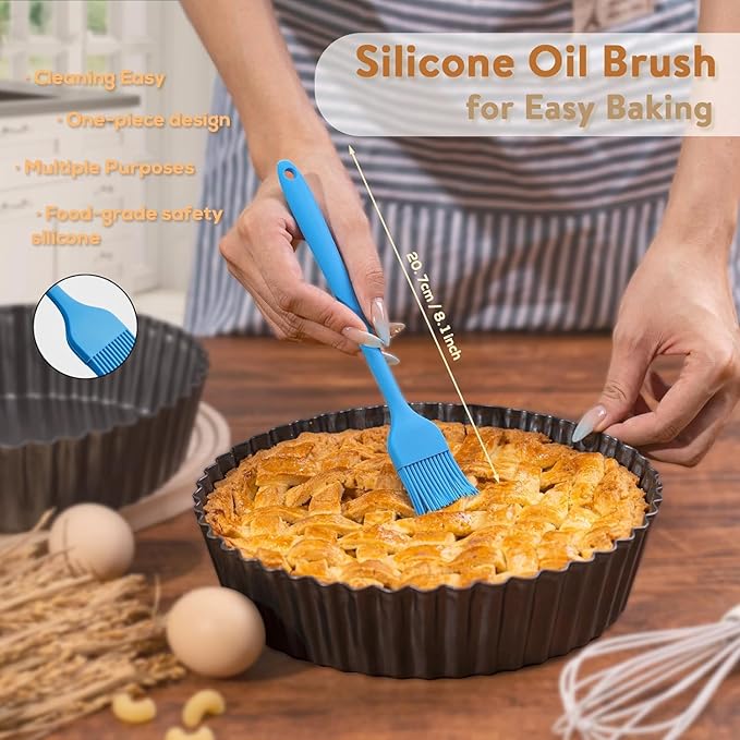 2 Pack 9.5 Inch Pie Pan with Removable Bottom for Baking Deep Quiche Dish