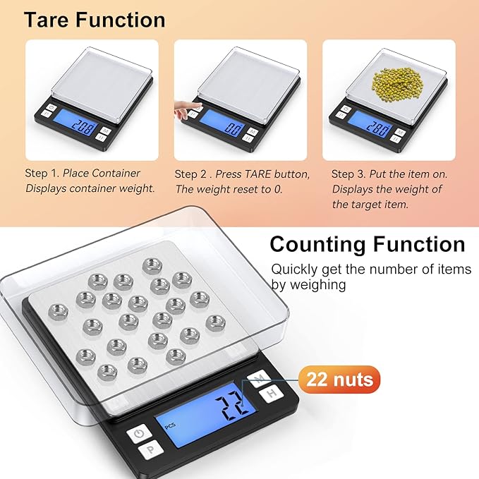 BOMATA Upgraded Small Food Scale with 0.1 g/0.001 oz High Precision