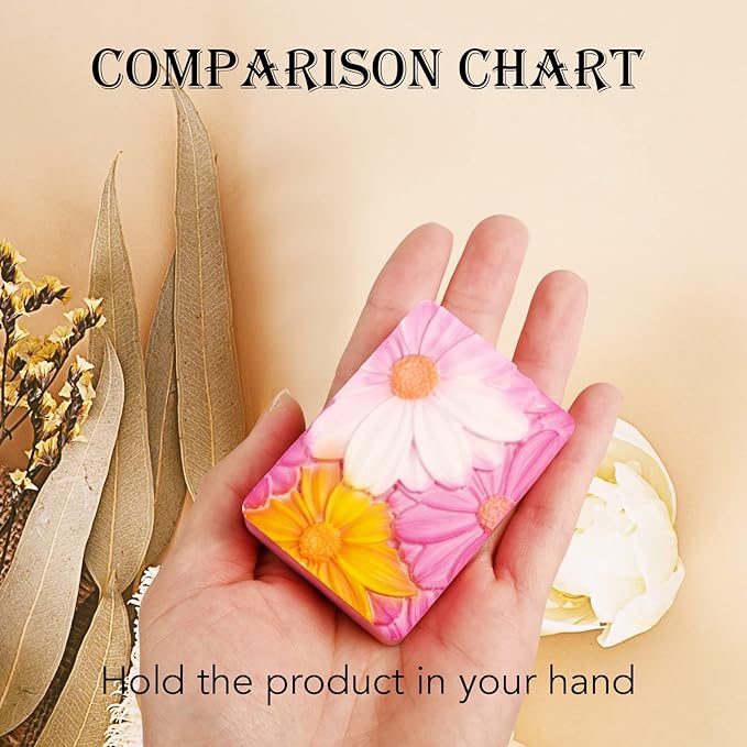 Moukiween Soap Molds Silicone 3D Rectangular Flower Pattern Silicone Molds